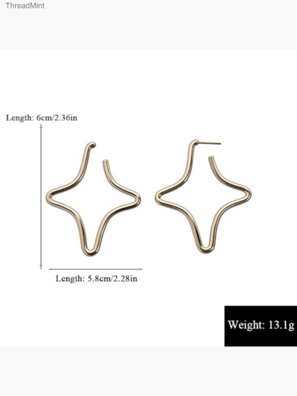Silver Hollow Star Hoop Earrings Statement Lightweight Alloy Trendy Jewelry - Picture 2 of 7